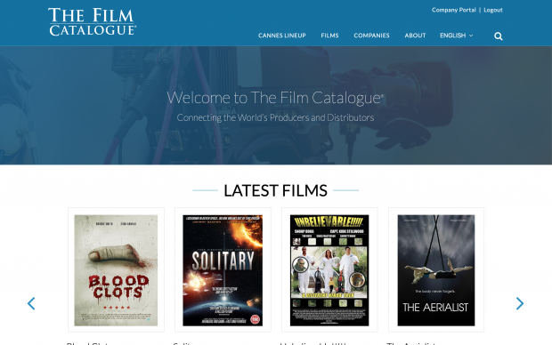 Screenshot of The Film Catalogue website